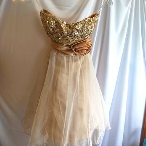 Studio Y Juniors Prom dress, Champagne and gold